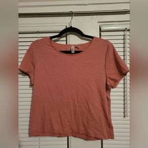 Ribbed Pink H&M Divided Short Sleeve with Ruffle Trim